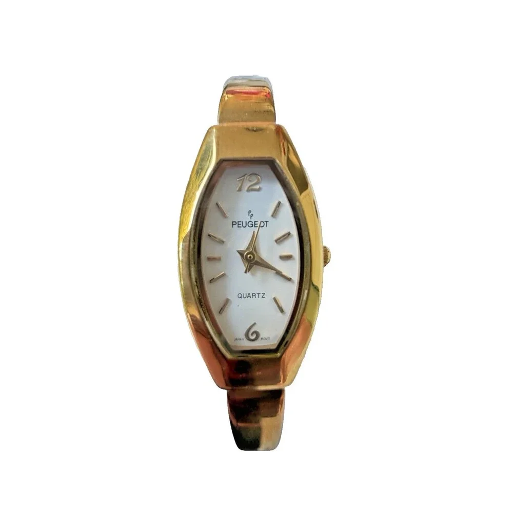 Vintage Peugeot Gold Tone Bracelet Watch Women’s Quartz Y2K Minimalist Untested
